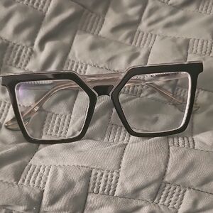 Black And Clear Geometric Prescription Frame Glasses